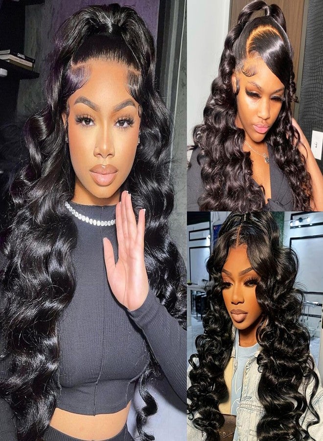 ANDRIA 13X6 Black HD Lace Front Wigs Pre-Plucked Hairline Long Body Wave Glueless Lace Frontal Wigs with Baby Hair 200% Density 26 Inch Natural Loose Wave HD Lace Closure Wig - Image 3